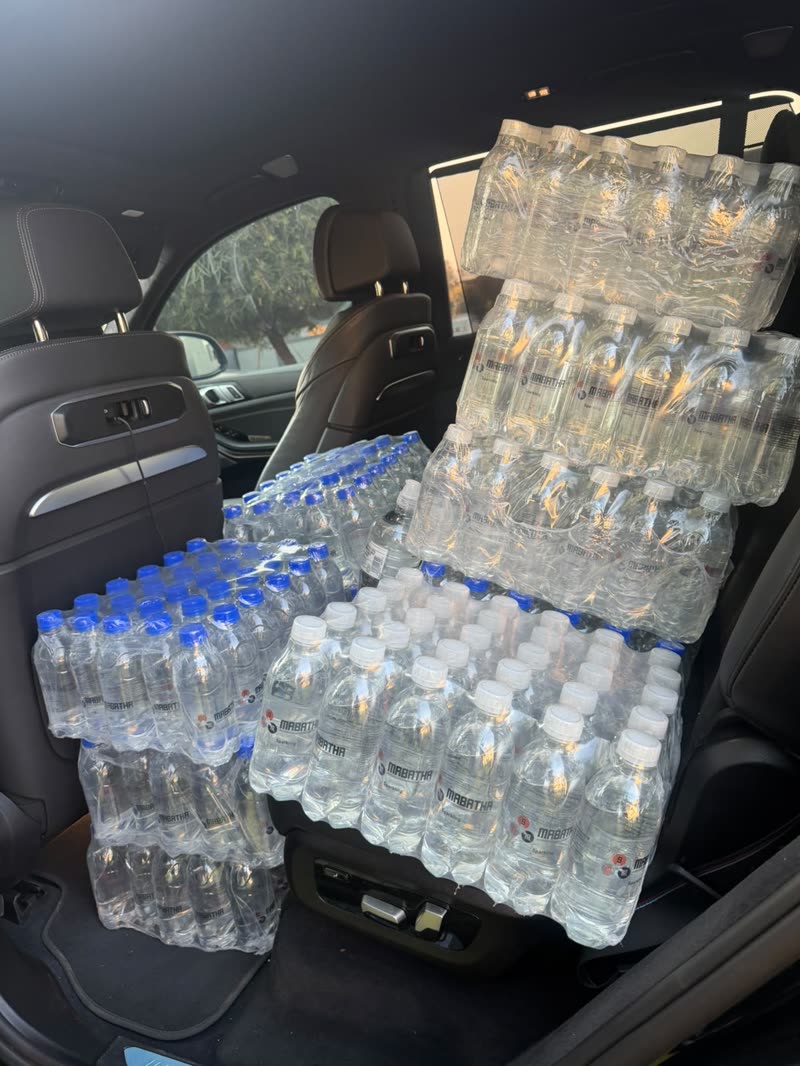 Cases of Mabatha sparkling water loaded for delivery